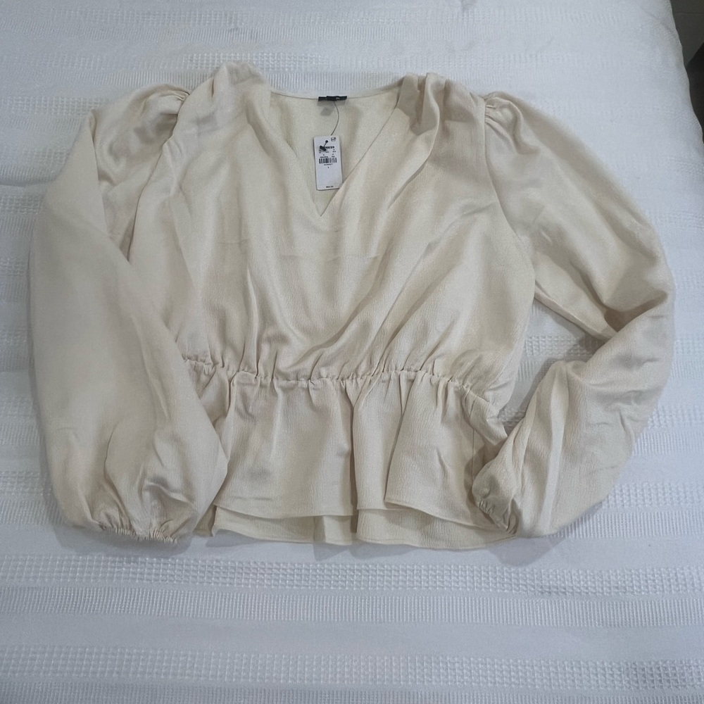 EXPRESS Ivory Peplum Blouse